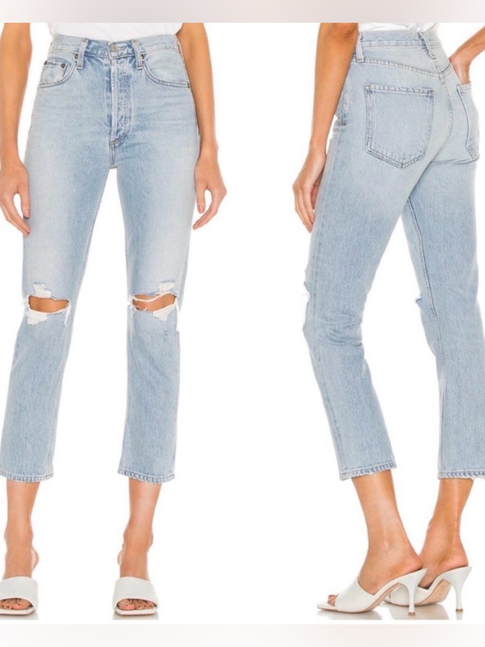 Agolde Riley High Rise Straight Crop Jean in Clear Skies